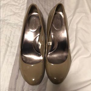 Merona Taupe/Brown/Tan Rounded Toe Patent Leather